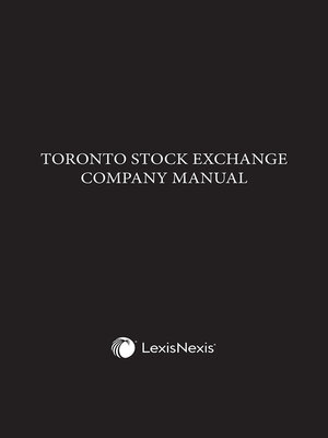 cover image of Toronto Stock Exchange Company Manual